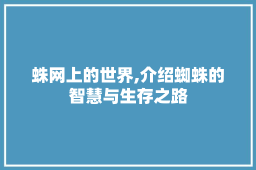 蛛网上的世界,介绍蜘蛛的智慧与生存之路