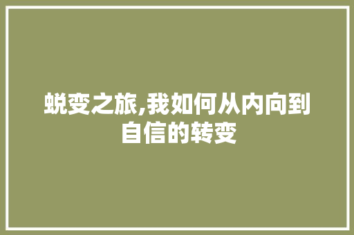 蜕变之旅,我如何从内向到自信的转变