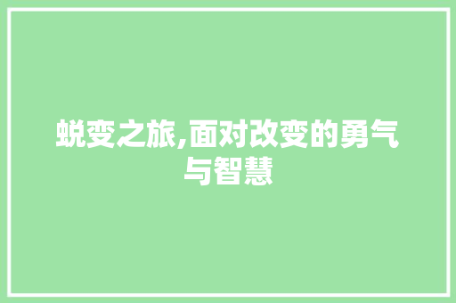 蜕变之旅,面对改变的勇气与智慧