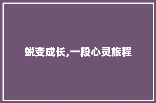 蜕变成长,一段心灵旅程