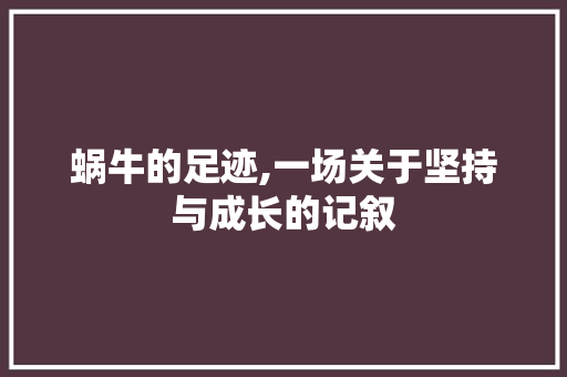 蜗牛的足迹,一场关于坚持与成长的记叙