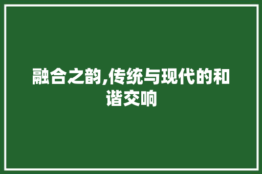 融合之韵,传统与现代的和谐交响