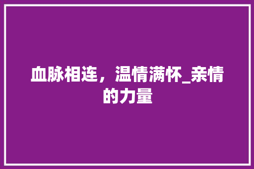 血脉相连，温情满怀_亲情的力量