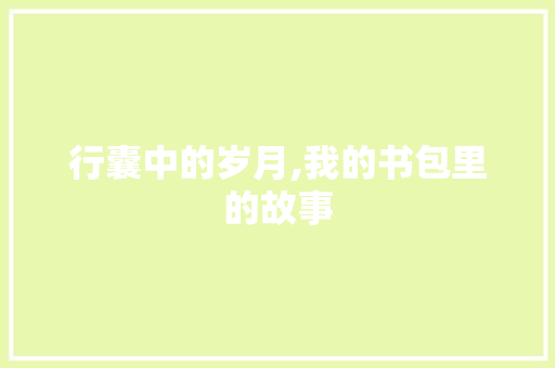 行囊中的岁月,我的书包里的故事