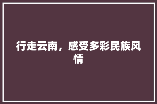 行走云南，感受多彩民族风情