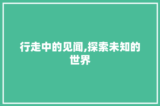 行走中的见闻,探索未知的世界