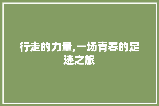 行走的力量,一场青春的足迹之旅