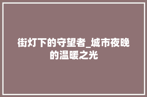 街灯下的守望者_城市夜晚的温暖之光