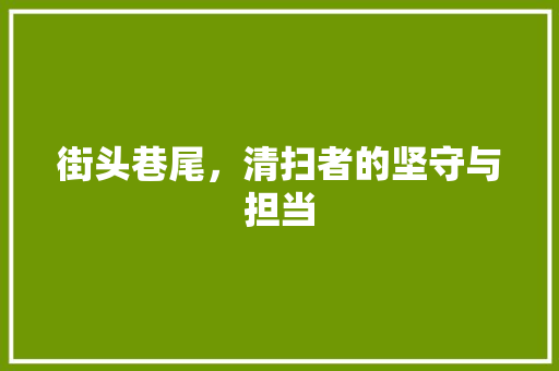 街头巷尾，清扫者的坚守与担当