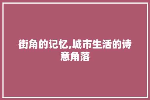 街角的记忆,城市生活的诗意角落