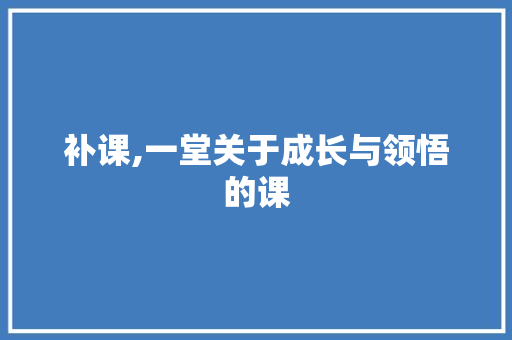 补课,一堂关于成长与领悟的课