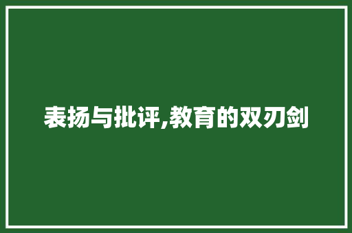 表扬与批评,教育的双刃剑