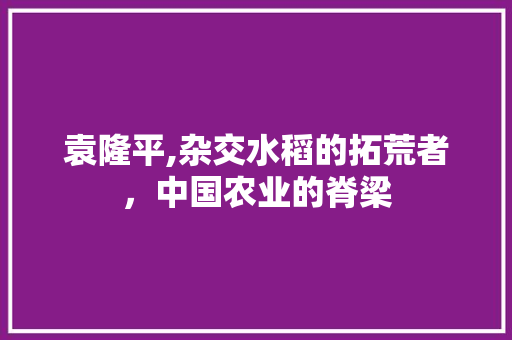 袁隆平,杂交水稻的拓荒者，中国农业的脊梁