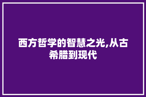 西方哲学的智慧之光,从古希腊到现代