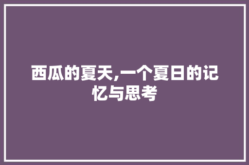 西瓜的夏天,一个夏日的记忆与思考