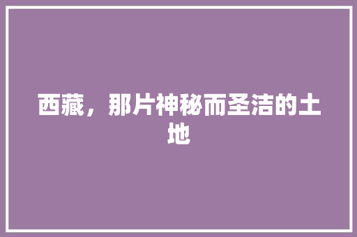 西藏，那片神秘而圣洁的土地