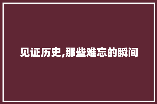 见证历史,那些难忘的瞬间