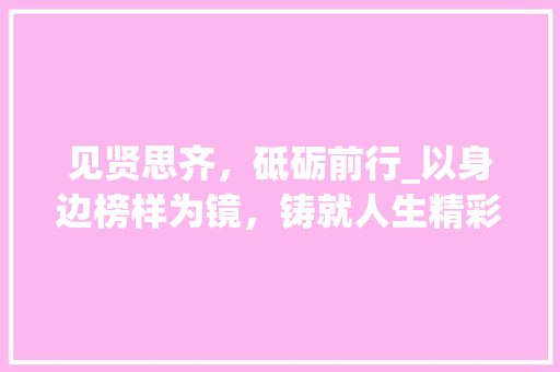 见贤思齐，砥砺前行_以身边榜样为镜，铸就人生精彩