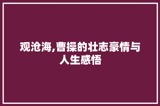 观沧海,曹操的壮志豪情与人生感悟