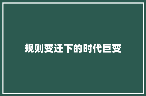 规则变迁下的时代巨变