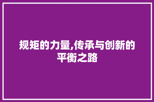 规矩的力量,传承与创新的平衡之路