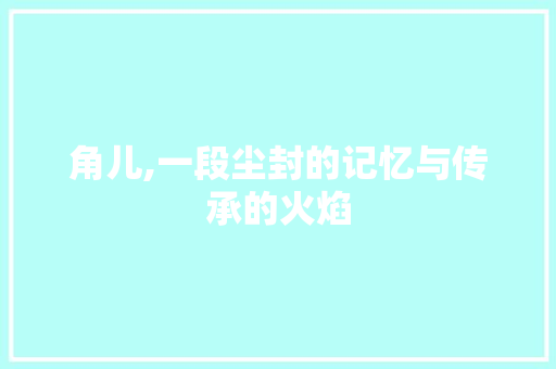 角儿,一段尘封的记忆与传承的火焰