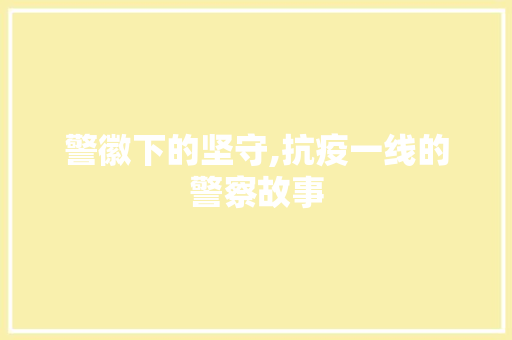 警徽下的坚守,抗疫一线的警察故事