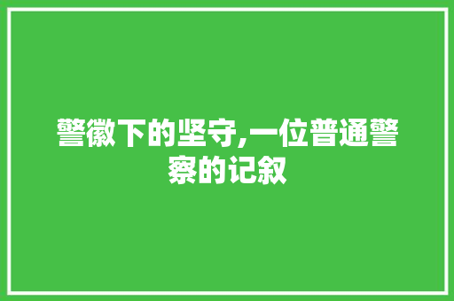 警徽下的坚守,一位普通警察的记叙