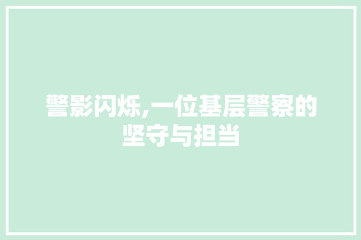 警影闪烁,一位基层警察的坚守与担当