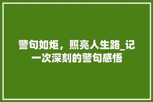 警句如炬，照亮人生路_记一次深刻的警句感悟