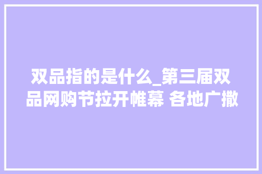 双品指的是什么_第三届双品网购节拉开帷幕 各地广撒红包促进消费