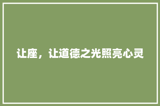 让座，让道德之光照亮心灵