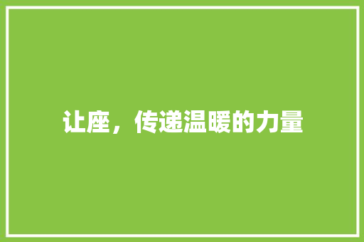 让座，传递温暖的力量