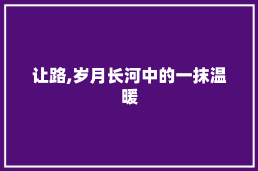 让路,岁月长河中的一抹温暖