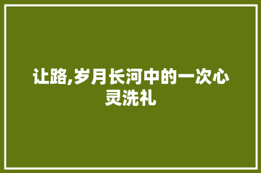 让路,岁月长河中的一次心灵洗礼