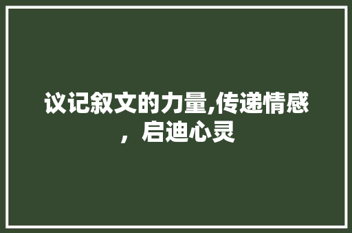 议记叙文的力量,传递情感，启迪心灵