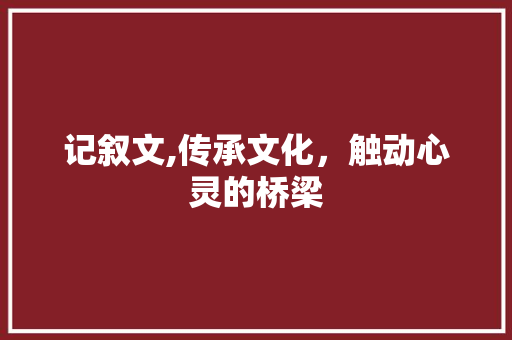 记叙文,传承文化，触动心灵的桥梁