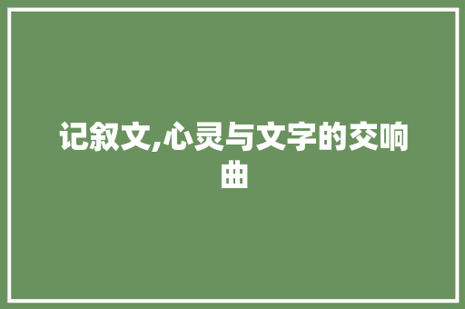 记叙文,心灵与文字的交响曲