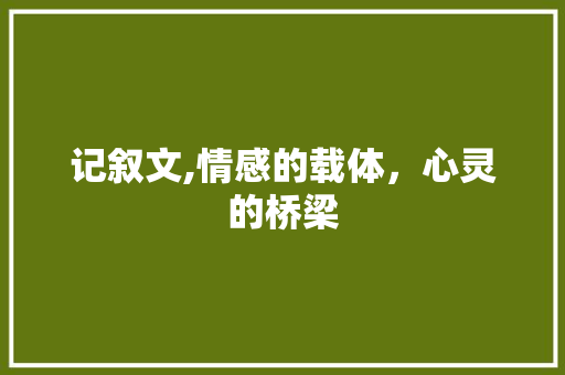 记叙文,情感的载体，心灵的桥梁