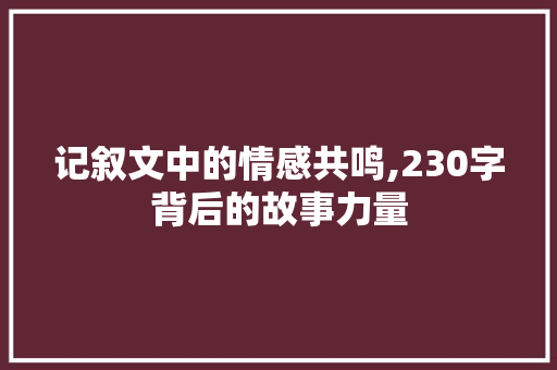 记叙文中的情感共鸣,230字背后的故事力量