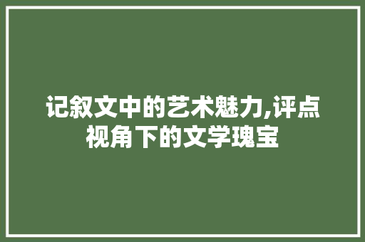 记叙文中的艺术魅力,评点视角下的文学瑰宝