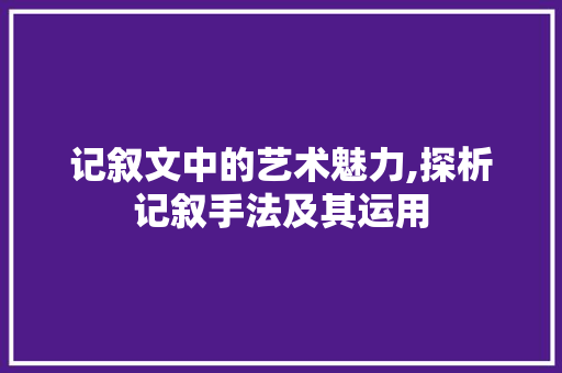 记叙文中的艺术魅力,探析记叙手法及其运用