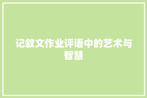 记叙文作业评语中的艺术与智慧