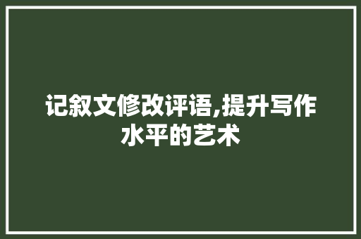 记叙文修改评语,提升写作水平的艺术