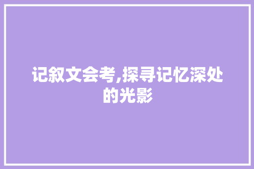 记叙文会考,探寻记忆深处的光影