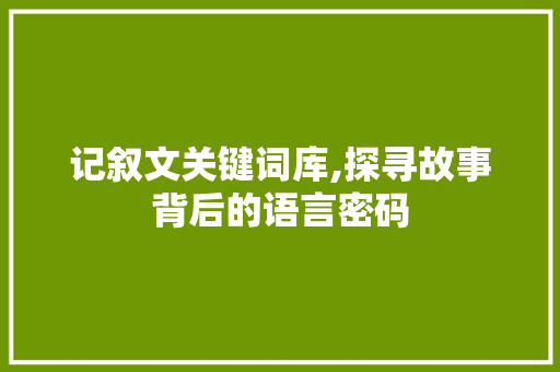 记叙文关键词库,探寻故事背后的语言密码