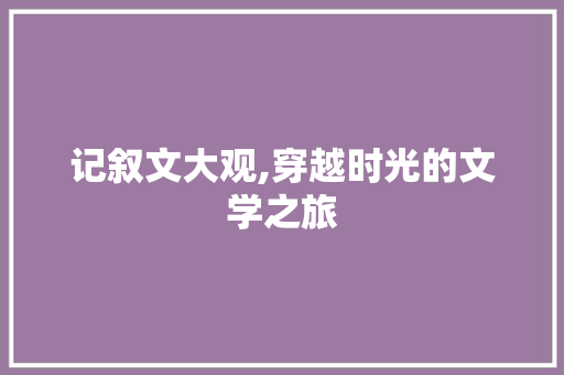 记叙文大观,穿越时光的文学之旅