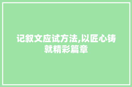 记叙文应试方法,以匠心铸就精彩篇章