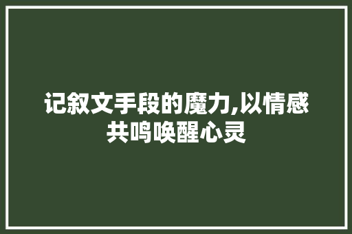 记叙文手段的魔力,以情感共鸣唤醒心灵