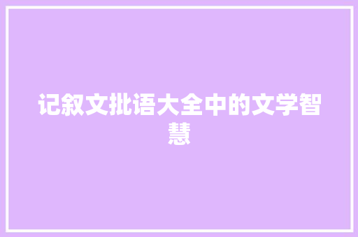 记叙文批语大全中的文学智慧